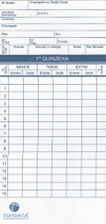 CARTÃO DE PONTO TOPDATA  (100 CARTÕES)